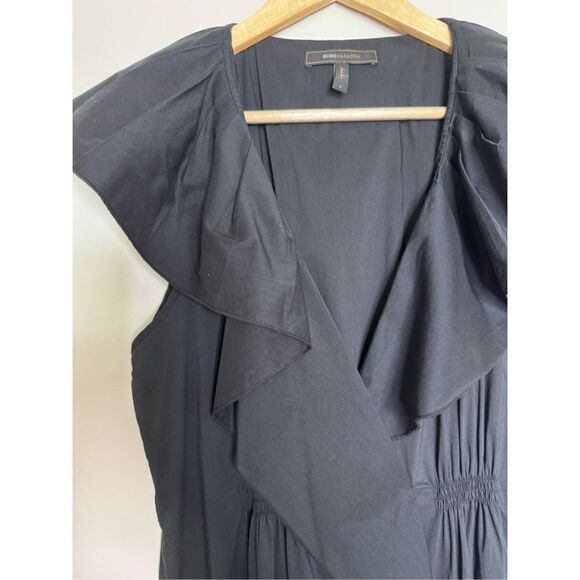 BCBGMAXAZRIA black v neck dress sz M - Picture 2 of 6